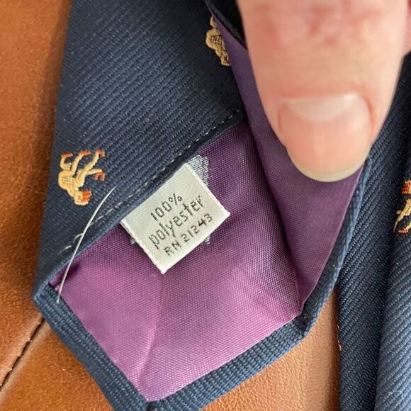 Vintage The Bagpiper Monkey Critter Print Dark Blue Neck Tie - Picture 5 of 6